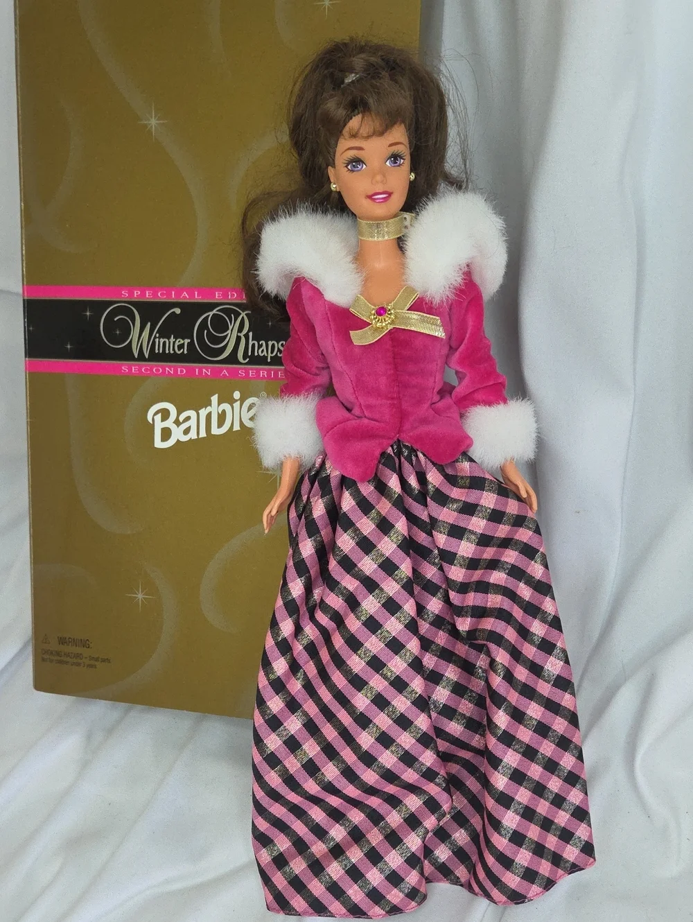 Vintage Barbie Avon Winter Rhapsody Special Edition 1996 With Stand And Box